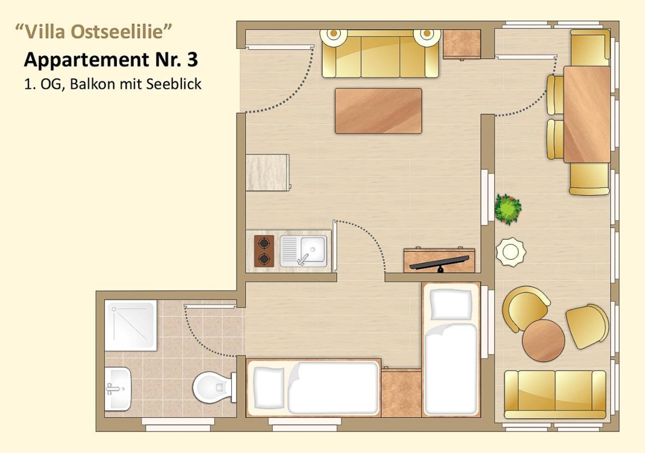 Villa Ostseelilie - Appartements Mit Balkon Und Meerblick Sassnitz Værelse billede