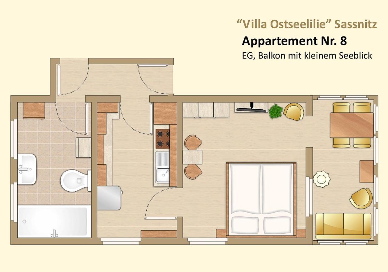 Villa Ostseelilie - Appartements Mit Balkon Und Meerblick Sassnitz Værelse billede