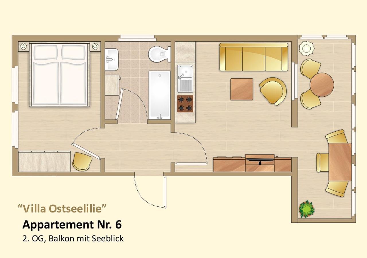 Villa Ostseelilie - Appartements Mit Balkon Und Meerblick Sassnitz Værelse billede