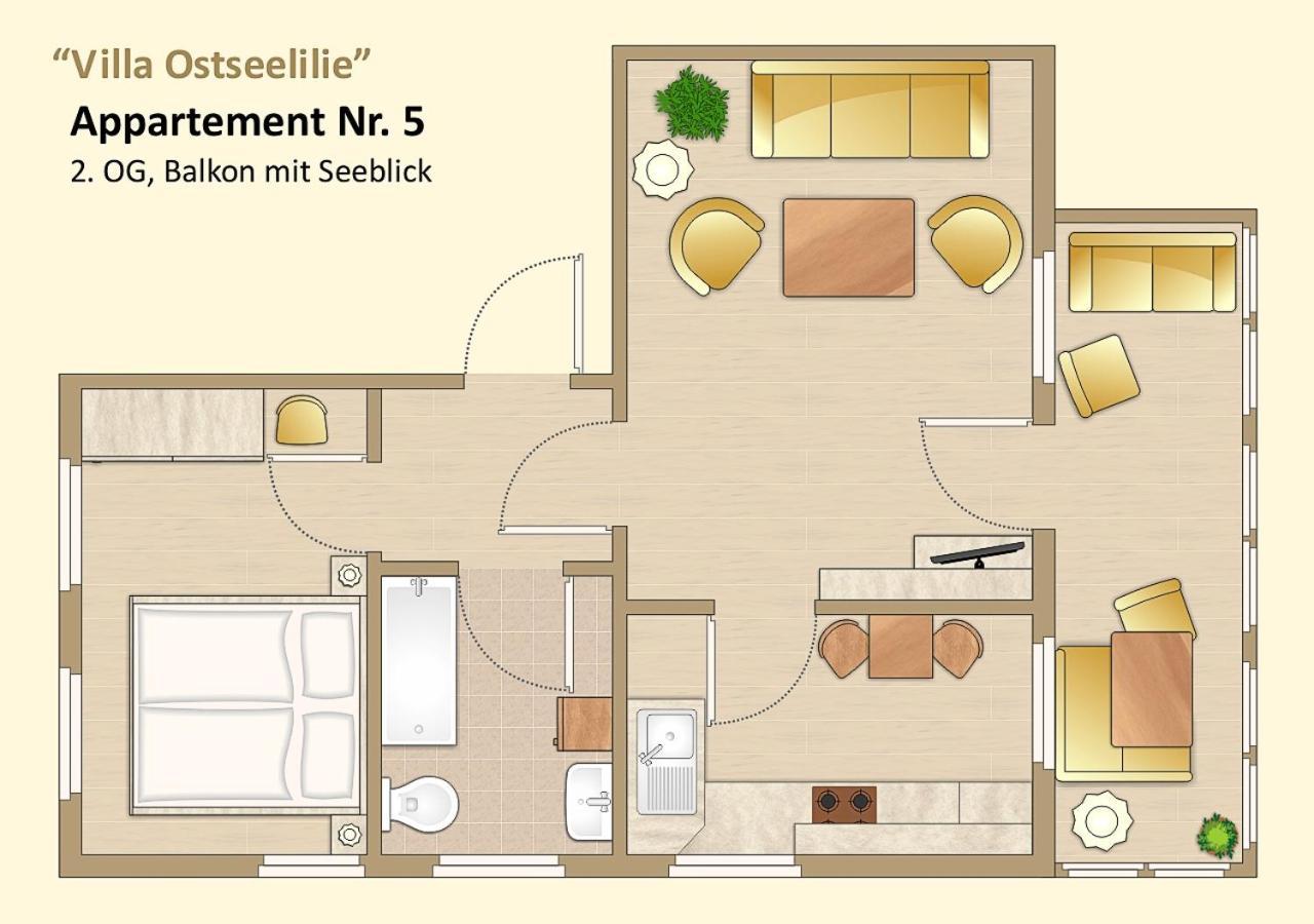 Villa Ostseelilie - Appartements Mit Balkon Und Meerblick Sassnitz Værelse billede